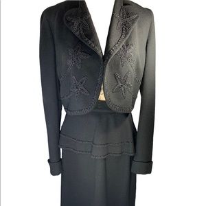 Vintage 1940’s Crepe Wool Peplum Skirt Suit